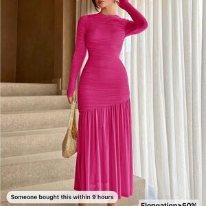 SHEIN Fuchsia Long Sleeve Dress